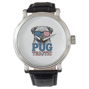 Montre Chemise de conception de pug patriotique gravure v