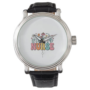 Montre Chemise de style vintage à lettres bulles infirmiè