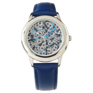 Montre Cherry blossom in white and blue