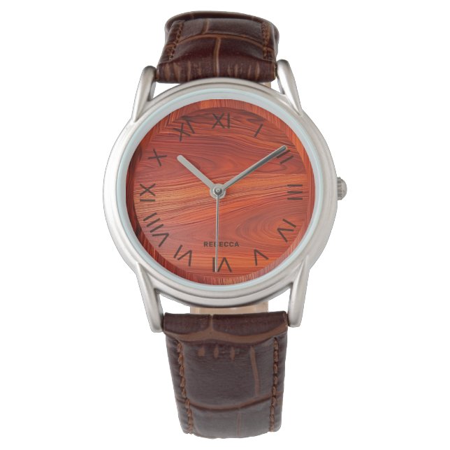 Montre Cherry wood texture custom monogram. (devant)