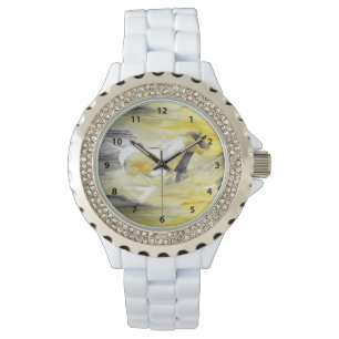 Montre Cheval Abstrait gris et jaune