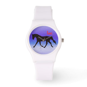 Montre Cheval, amour et coeurs