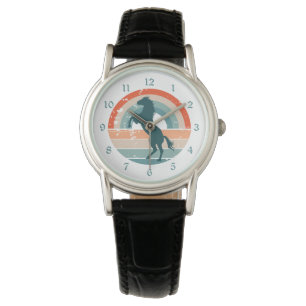 Montre Cheval bleu Retro Arc-en-ciel