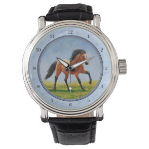 Montre Cheval Buckskin courant bleu clair