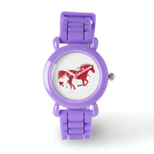 Montre Cheval de Coeur Romantique Rouge