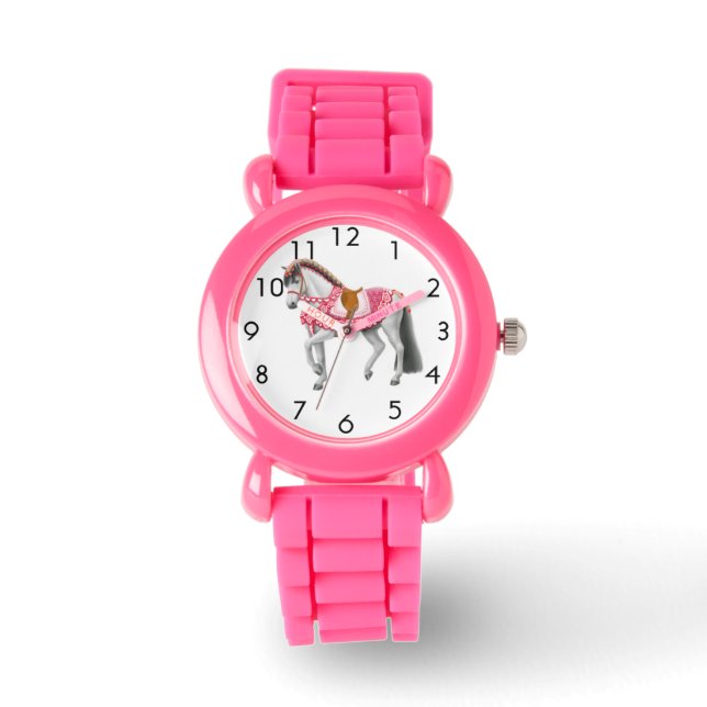 Montre Cheval de Coeur rose - Guetter les filles personna (Recto)