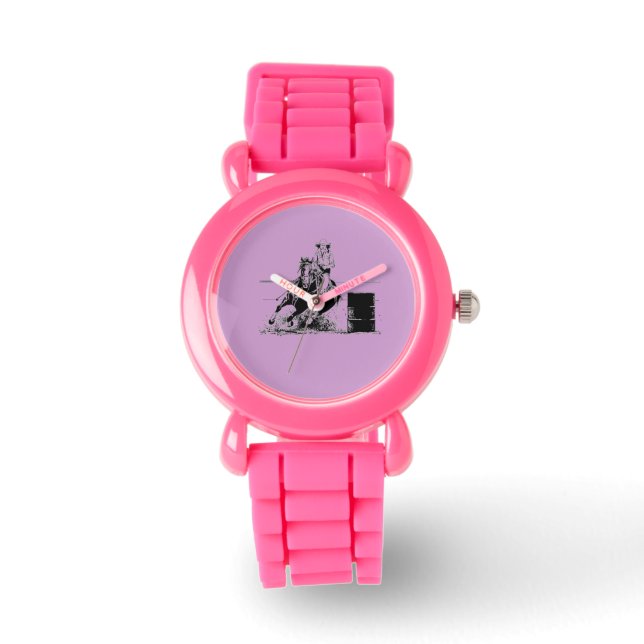 Montre Cheval de course de baril avec Cowgirl (Recto)