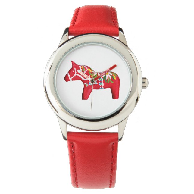 Montre Cheval de Dala Rouge avec marguerites (devant)