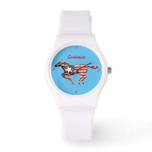 Montre Cheval du drapeau américain qui court Thunder_Cove