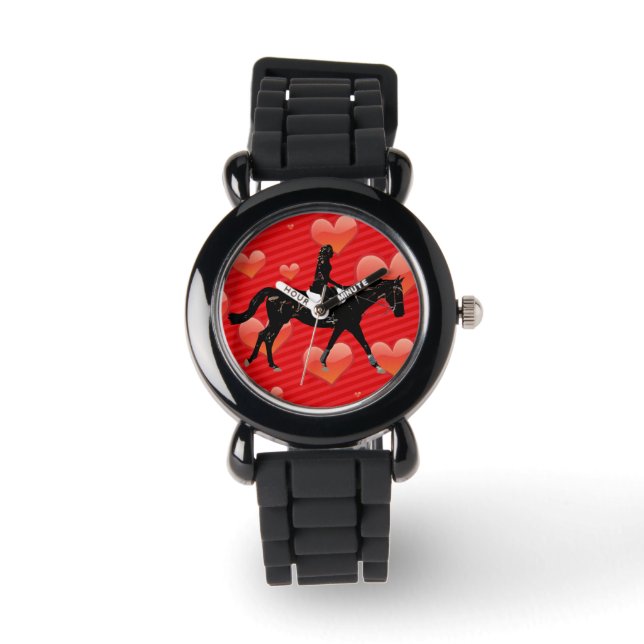 Montre Cheval équestre et Coeurs rouges (Recto)