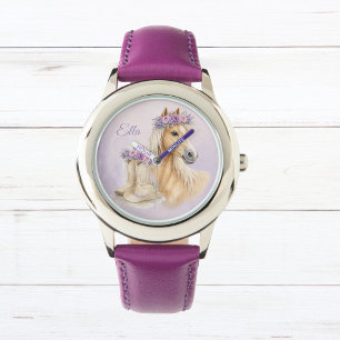 Montre Cheval Floral Violet Filles