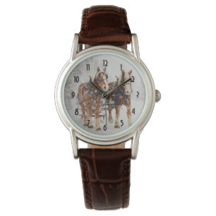 Montre Cheval tiré Sleigh scène de Noël