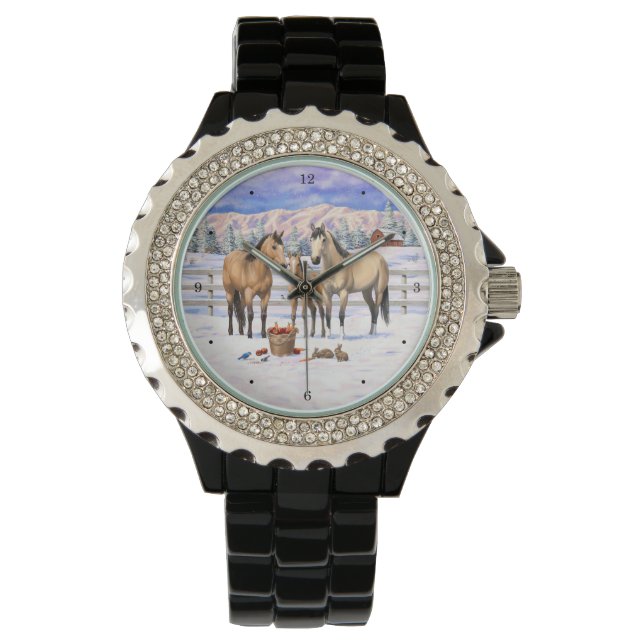 Montre Chevaux En Peau De Bouche En Neige (devant)