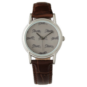 Montre Chevaux équestres classiques Masculine noir et bro