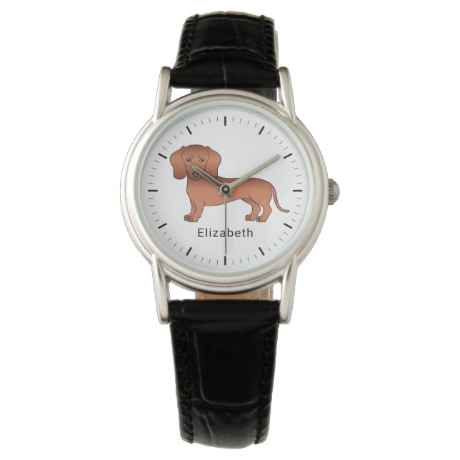 Montre Cheveux courts rouges Dachshund mignon Dessin et n (devant)