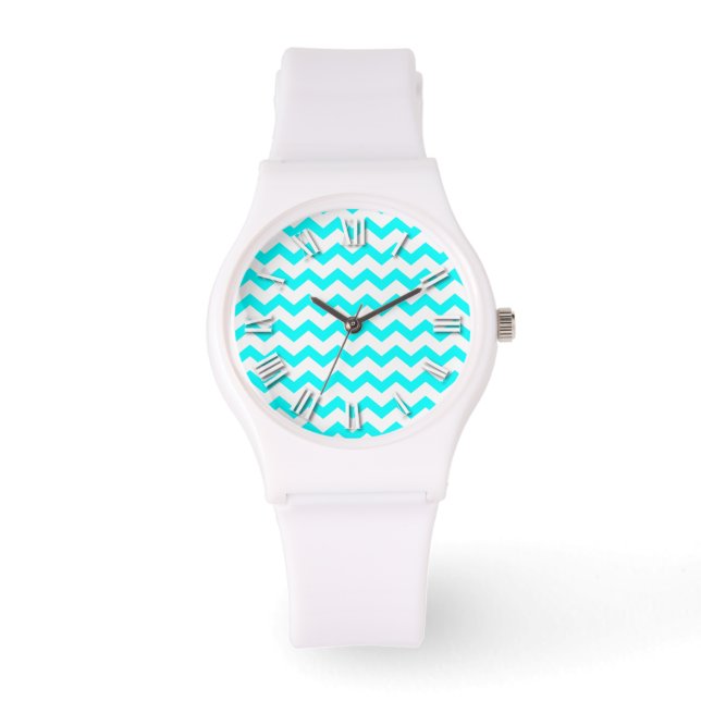 Montre Chevron Aqua Zig Zag Turquoise et blanc Zig Zig Za (Recto)