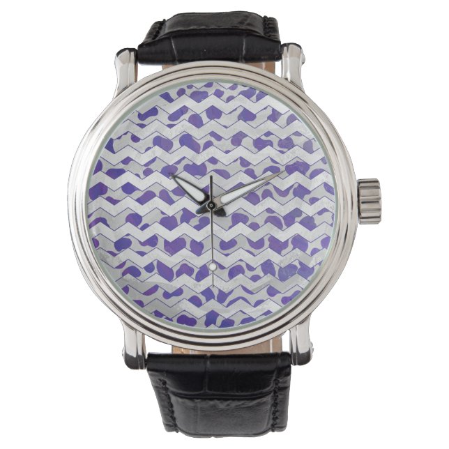 Montre Chevron Dalmatien violet et blanc (devant)