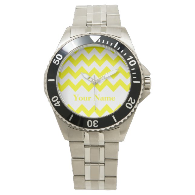 Montre Chevron jaune gras avec monogramme (devant)