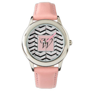 Montre Chevron noir blanc et blanc