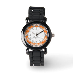 Montre Chevron orange et gris marque bracelet