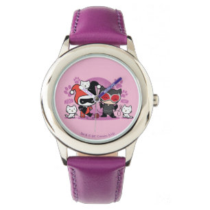 Montre Chibi Harley Quinn & Chibi Catwoman Avec Chats