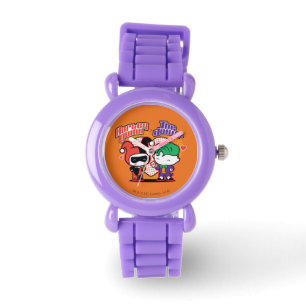 Montre Chibi Harley Quinn et Chibi Coeurs joker