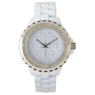 Montre Chic Périwinkle Bleu Blanc Floral Diamond Motif