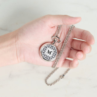 Montre CHIC! ⚪ Silver Necklace Watch Plaid Initial