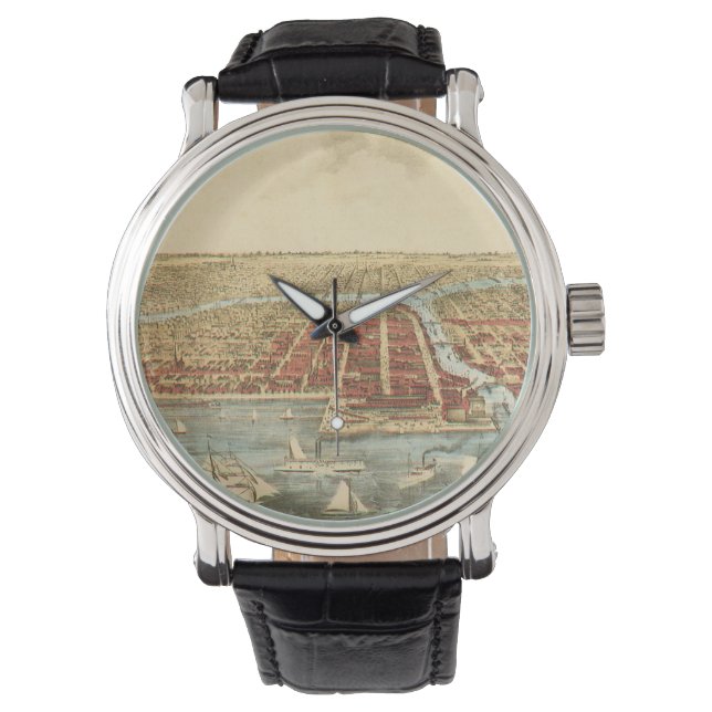 Montre Chicago Antique Map, LaSalle Street et River (devant)