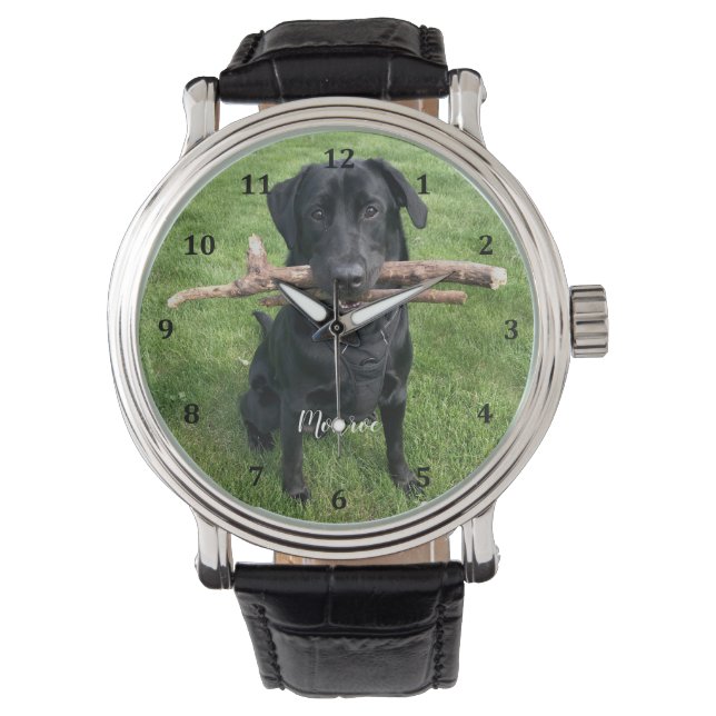 Montre Chien animal de compagnie Nom et photo personnalis (devant)