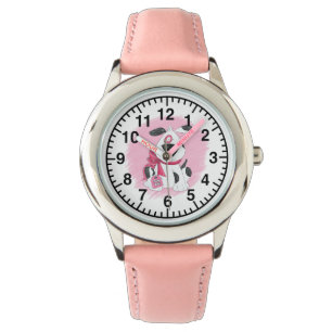 Montre Chien caricature noir et blanc Bonne fille avec ro