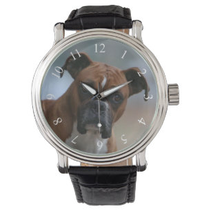 Montre Chien de boxe Vintage Leather Strap Watch