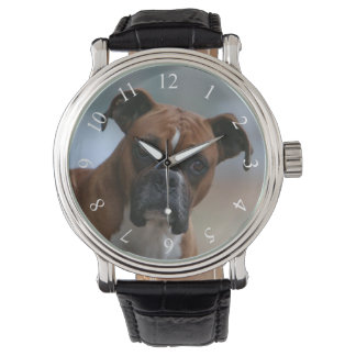Montre Chien de boxe Vintage Leather Strap Watch