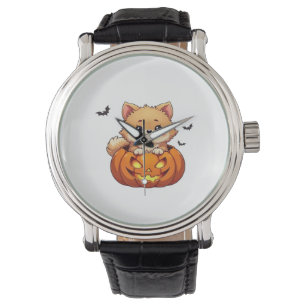 Montre Chien de Poméranie Happy Halloween citrouille Clas