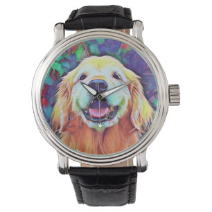 Montre Chien de sourire de golden retriever dans des