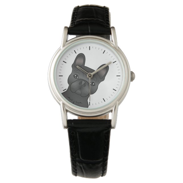 Montre Chien de taule français noir / Chien de caricature (devant)