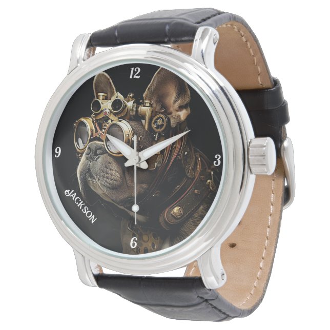 Montre Chien de taule français Steampunk industriel (Incliné)
