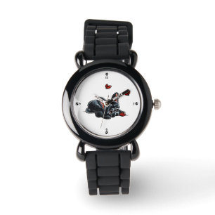 Montre Chien de taureau français noir Ladybug
