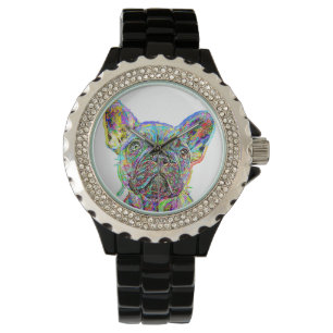 Montre Chien de taureau français, peinture des femmes