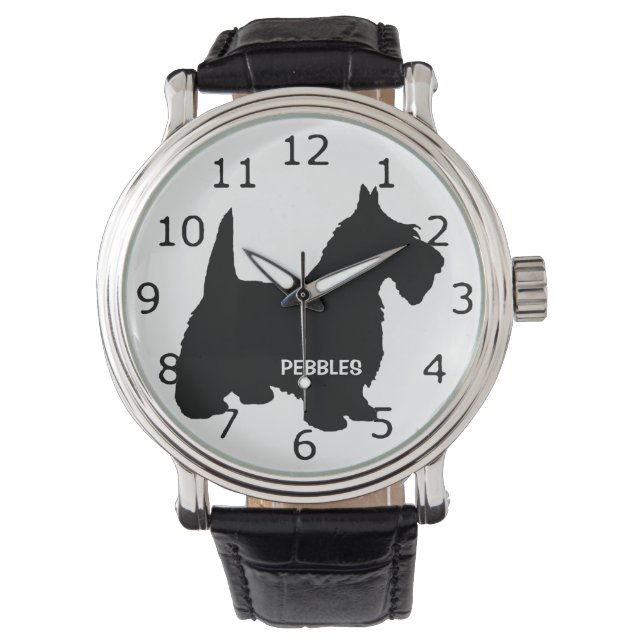 Montre Chien de Terrier écossais sur mesure Silhouette (devant)
