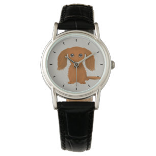 Montre Chien mignon rouge aux cheveux longs de bande
