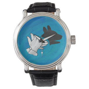 Montre Chien Ombré sur bleu