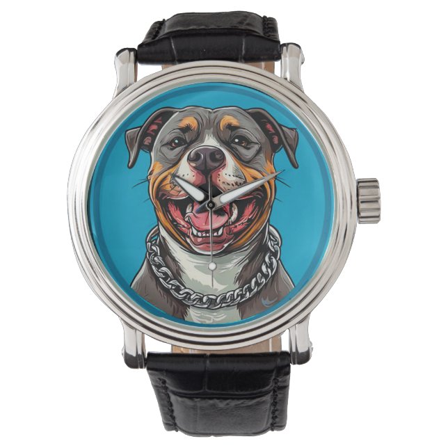Montre Chien Pitbull mignon (devant)