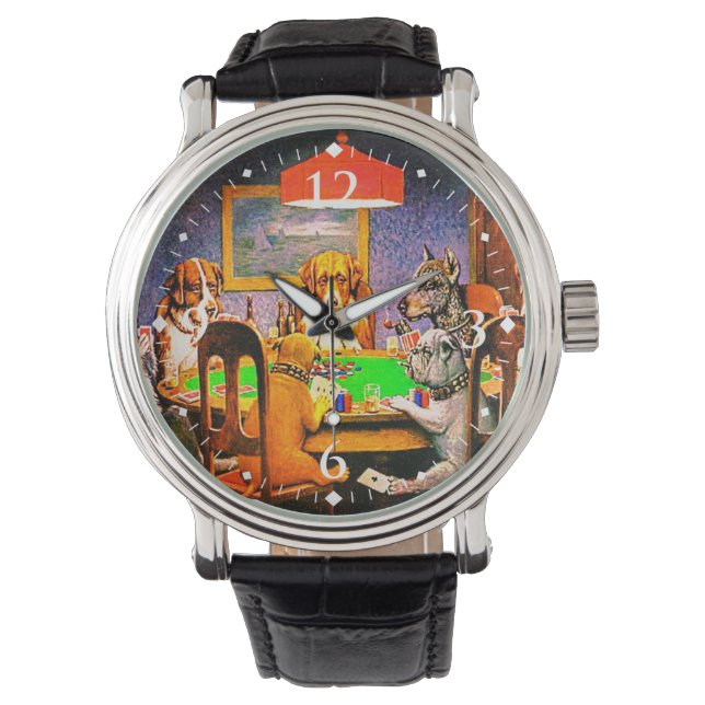 Montre Chiens amusants à jouer au poker (devant)