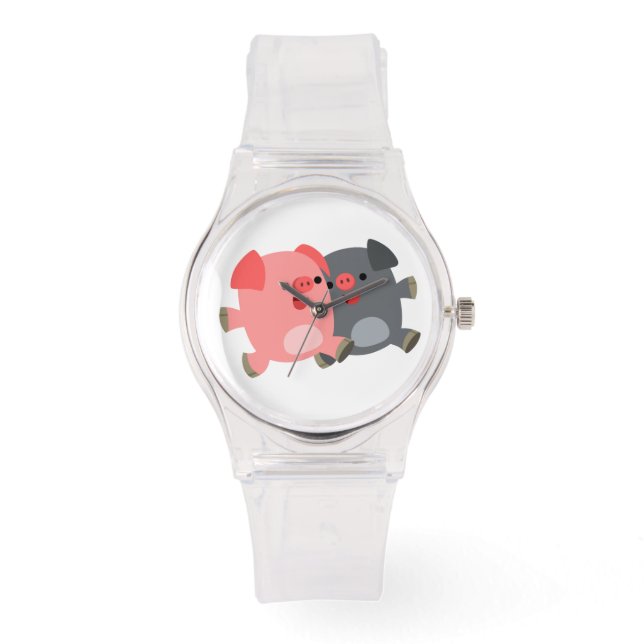 Montre Chiens de caricature noirs et blancs Femmes Veille (Recto)