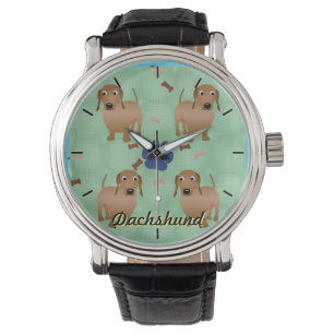 Montre Chiens de dessin - Dachsund Red Tiled v1