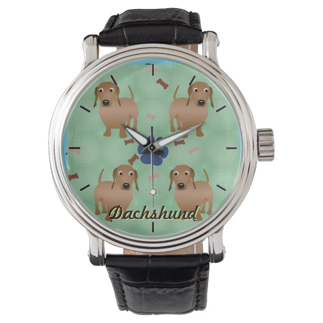 Montre Chiens de dessin - Dachsund Red Tiled v1 (devant)
