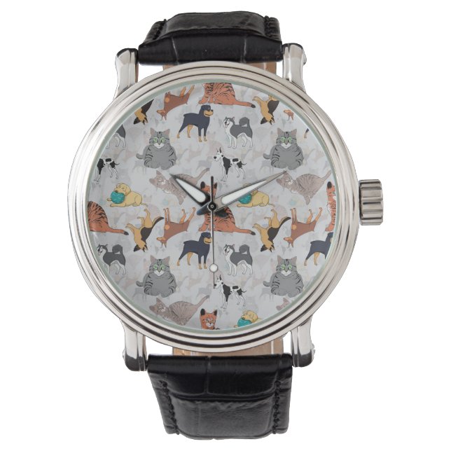 Montre Chiens Et Chats Cutes Design Motif (devant)