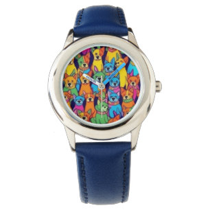 Montre Chiens jolies et colorés Chiens heureux