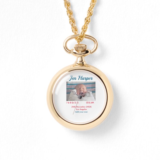 Montre Chiffres de naissance bébé ajouter nom lieu date d (Recto)